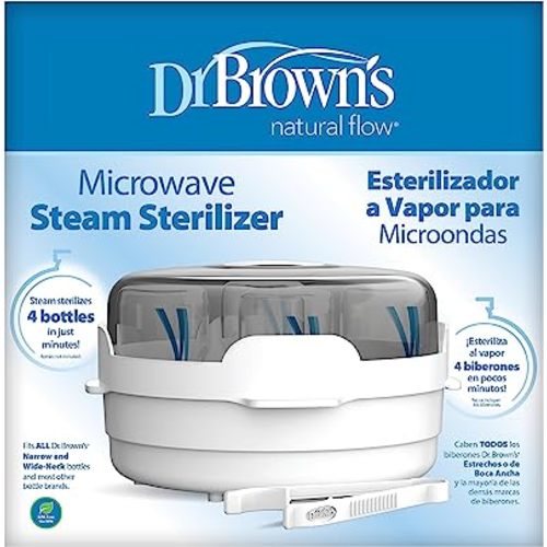 Dr. Brown's Microwave Steam Sterilizer for Baby Bottles, Nipples, Bottle Parts, Pacifiers, Teethers and Breast Pump Parts