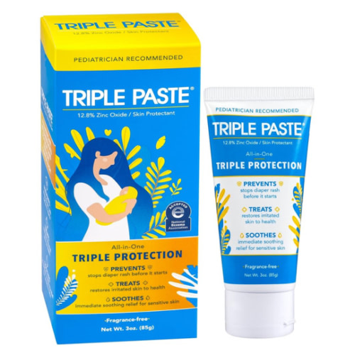 Triple Paste Diaper Rash Cream for Baby - 3 oz Tube - Zinc Oxide Ointment Treats, Soothes and Prevents Diaper Rash - Pediatrician-Recommended Hypoallergenic Formula with Soothing Botanicals
