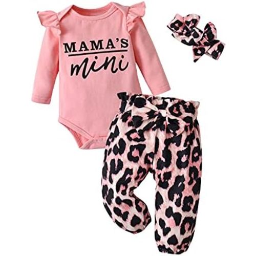 Infant Baby Girl Clothes Long Sleeve Ruffle Romper Pants Headband Outfits Sets