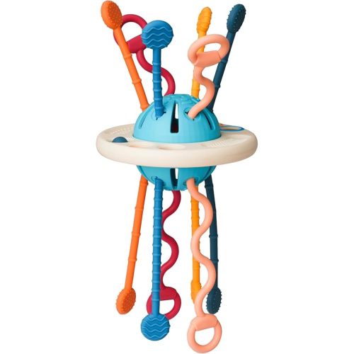 LiKee Montessori Toys for Baby 1+ Years Old, Sensory Development Toys for Toddlers 1-3, Silicone Pull String Travel Toy for 18+ Months, Gift for Baby Shower Infants Car Seat High Chair