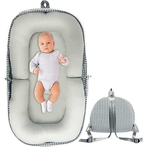 Baby Lounger, Foldable Portable Infant Lounger, Baby Nest Cover, Suitable for 0-24 Months Newborn Baby Lounger,Home Travel Dual-Purpose Baby Nest (Gray)
