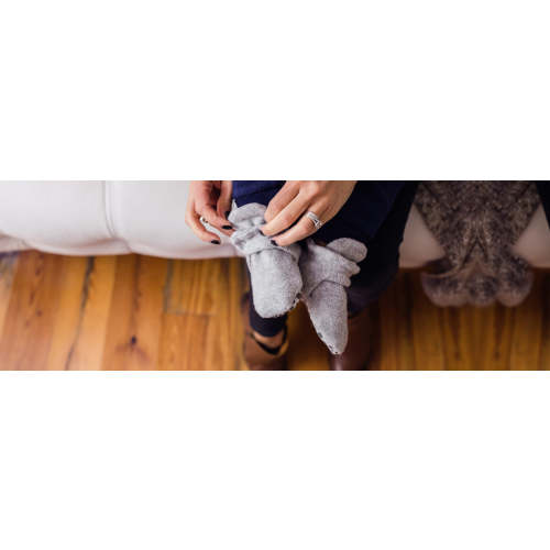 Cozie Fleece Gripper Baby Bootie - Heather Gray