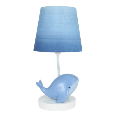 Bubbles & Squirt Hand Painted Whale Lamp with Blue Shade and Bulb – Lambs & Ivy