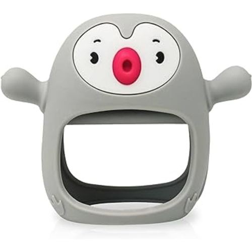 Teething Toy for Infants & Babies, Teethers for Babies 3-6 Months, Baby Teethers 0-6 Months, Teething Toys 6-12 Months, TotCo Never-Drop Baby Teething Toy, Grey