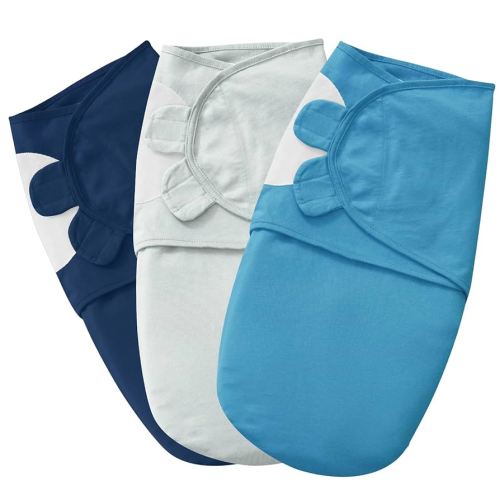 PHF Cotton Swaddle Sleep Sacks for Newborns, 3 Pack 0-3 Months for Boys, Easy Adjustable Blanket Wrap, Baby Essentials (Blue, Green, Indigo)