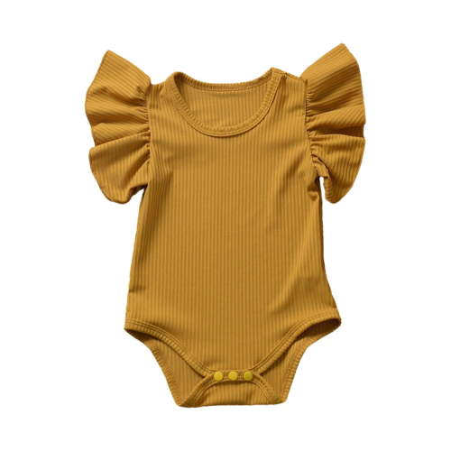 Baby Romper Plain Color Summer Baby Girl Clothes Ruffle Short Sleeve Girl Clothes 6-12 Months Baby Girls Clothes