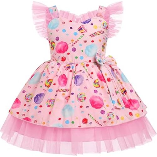 IMEKIS Toddler Girls Birthday Dress Cow Strawberry Floral Tulle Princess Party Dresses Summer Cake Smash Photo Shoot