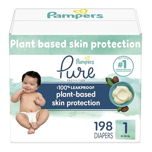 Pampers Pure Baby Diapers, Size 1 (8-14 lbs), 198