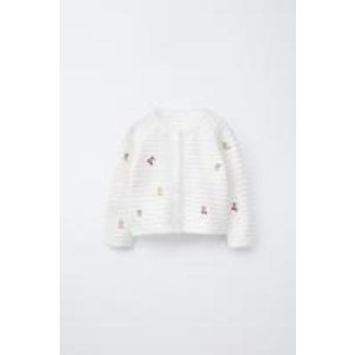 CHERRY KNIT CARDIGAN - White | ZARA United States