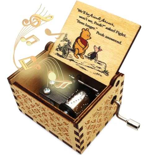 ukebobo Wooden Music Box - The Pooh Saying Music Box, Gift for Friend, Cousins, BFF, New Year's Gifts- 1 Set