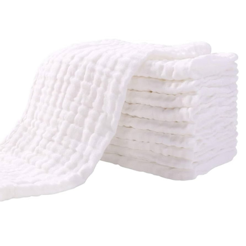 Yoofoss Muslin Burp Cloths for Baby 10 Pack 100% Organic Cotton Baby Washcloths for Boys Girls Large 20''X10'' Super Soft and Absorbent White
