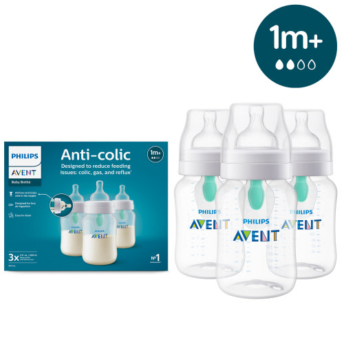 Philips Avent Anti-colic Bottle with AirFree Vent, 9oz, 3pk, Clear, SCY703/03