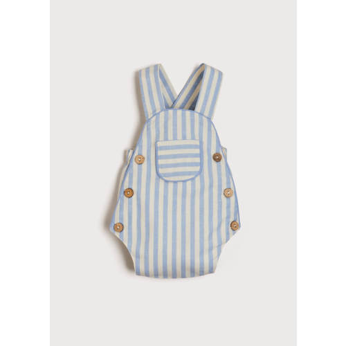 Chunky Stripe Pocket Front Dungaree Romper in Blue (3-18mths)