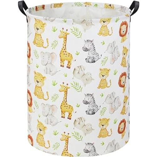 HIYAGON Animal Baby Laundry Basket Baby Hamper for Nursery Girl Kids Hamper Cute Kids Toys Storage Bin Organizer Animal Nursery Decor for Home(Green Animal)