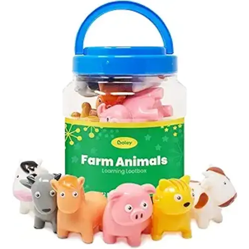 Boley Farm Animals Bath Toys Bucket - includes 12 Colorful Fun Free Bathtub Toys & Pool Toys for Kids & Toddlers Ages 2 and Up!