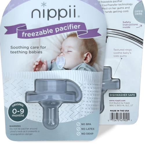 Freezable Pacifier for Baby Teething Relief - Safe Infant Teether with Cooling Effect - Easy to Clean, Medical Grade Soft Silicone - BPA Free - for Babies 0-9 Months - Made in USA
