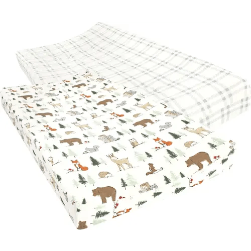 Hudson Baby Unisex Baby Cotton Changing Pad Cover, Forest Animals, One Size