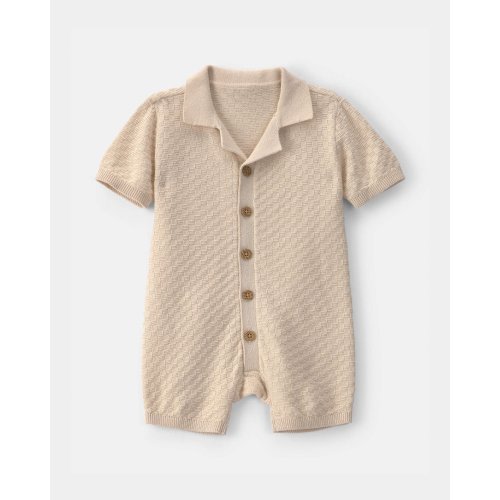 Baby Boy Button-Down Short-Sleeve Romper - Ivory | Carter's