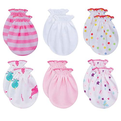 RATIVE No Scratch Mittens and Caps 100% Cotton for Newborn Baby 0-6 Months Boys Girls