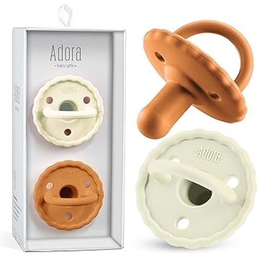 Baby Soother Pacifiers - Silicone Pacifier for Boys/Girls - Newborn Pacifiers Set of 2 - Newborn Baby Essentials, BPA Free
