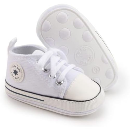 KIDSUN Unisex Baby Boy Girl Canvas Sneaker Soft Sole Infant Lace up Newborn Ankle Toddler First Walkers Crib Shoes