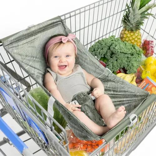 Shopping Cart Hammock for Infants and Toddlers, Cart Seats for Babies, for All Car Seat Models, Grocery Cart Hammock for Baby, Capacity of up to 50 lbs (Sage Leaves)