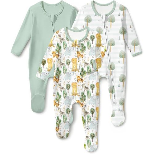 Baby Sleepers 100% Organic Cotton Pajamas for Newborn 0-3 3-6 6-9 Months Boys Girls Clothes Footed Pjs