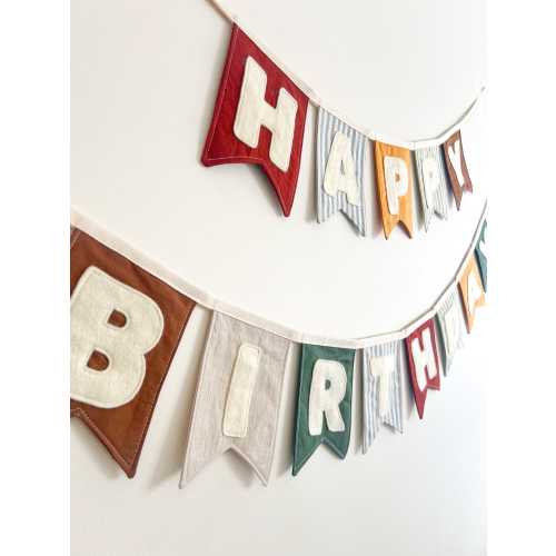 Custom Fabric Happy Birthday Banner – Handmade Heirloom Party Decoration | Reusable Banner | Wild One Decor | Happy Birthday Bunting