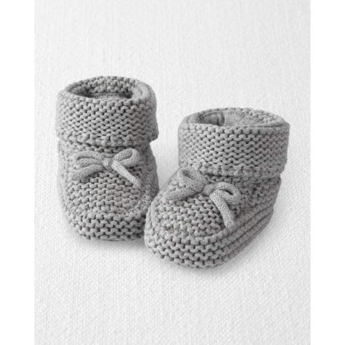 Baby Organic Cotton Crochet Booties in Gray - Little Planet | Carter's
