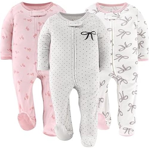 The Peanutshell Baby Girl Sleepers, Sleep and Play Footed Baby Pajamas for Girls, Baby Pjs, Newborn, 0-3, 3-6, 6-9 Months
