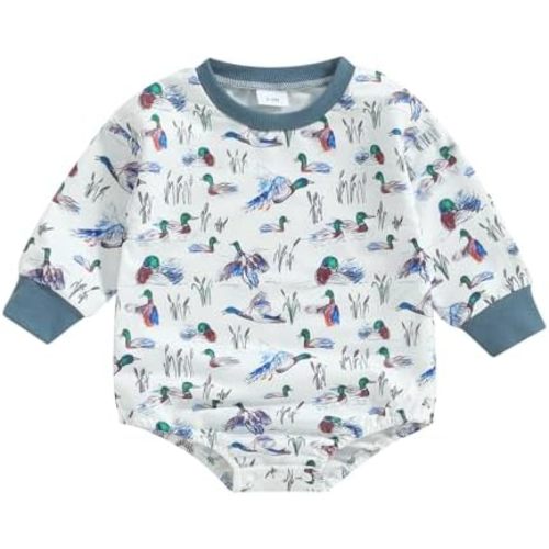 Pudcoco Duck Hunting Baby Clothes Infant Baby Boys Girls Long Sleeve Mallard Duck Sweatshirt Romper Bodysuit