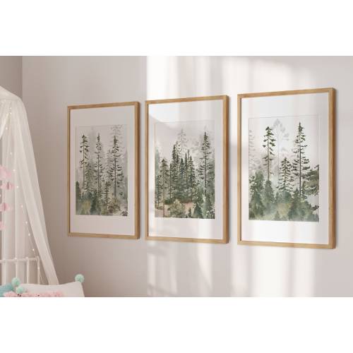 Nursery Decor Prints, Nursery Wall Art, Pine Tree Nursery Decor, Adventure Theme Nursery Forest - Frames Not Included, Canvas Available 3327