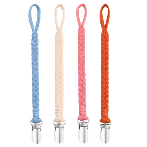 BASICSLIFE Pacifier Clips for Baby Girl, 4 Pack BPA Free Pacifiers Holders Leashes for Teether Toy or Soothie, Fits All Pacifiers Baby Teething Toys, (for Girl)