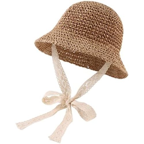 Baby Girl Straw Hat Outdoor Baby Sun Protection Hats Summer Bowknot Beach Cap for Infant Toddler Girls