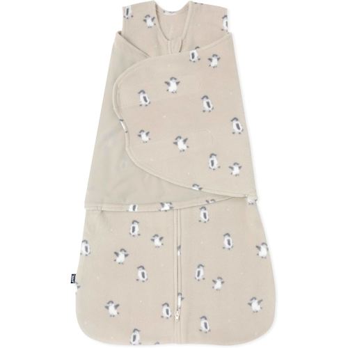 HALO Micro-Fleece Sleepsack Swaddle, 3-Way Adjustable Swaddle Blanket for Newborn and Infants, TOG 3.0 for Cold Climates, Hip Healthy, Penguin Pals, Newborn, 0-3 Months