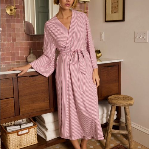 LAKE | Women | DreamModal Pajamas | Clover Leaf Pencil Stripe DreamModal Kimono Robe