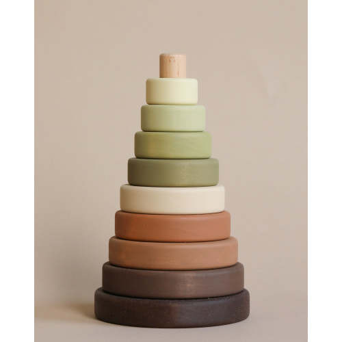 Wooden Pyramid Stacker - Olive