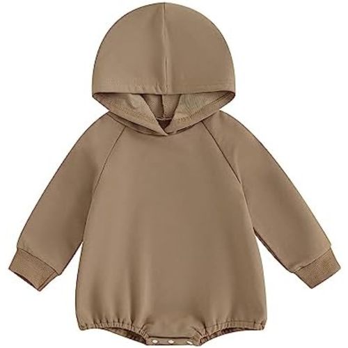 Thorn Tree Newborn Baby Boys Hooded Sweatshirt Long Sleeve Solid Romper Infant Baby Fall Winter Spring Outfits