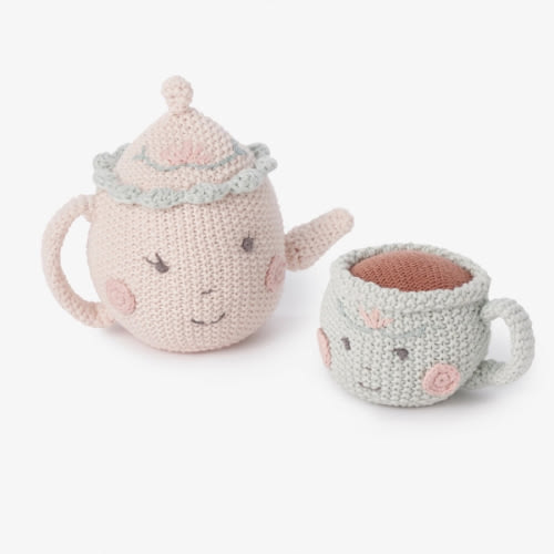 Hazel & Annie Tea Pot & Teacup Hand-Crocheted Rattle Set