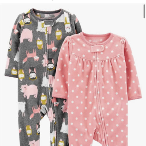 Simple Joys by Carter's Baby Girls' Fleece Footed Sleep and Play, Pack of 2