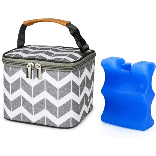 BreastMilk Cooler Bag with Ice Pack Fits 4 Large Baby Bottles Up to 5 Ounce, Baby Bottle Cooler Bag Great for Nursing Mom Daycare