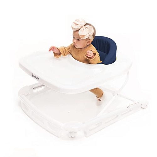 Joovy Spoon Baby Walker & Activity Center Featuring Three Adjustable Heights, Extra-Large Tray, and 30 lb Weight Capacity - JPMA Safety Certified, Blueberry