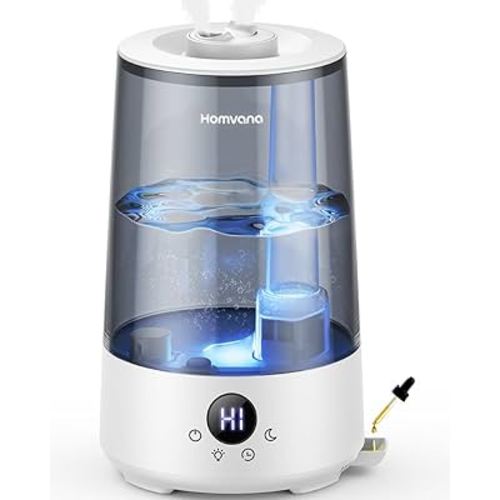 Homvana Humidifiers for Bedroom Home, 3.6L Cool Mist Top-Fill 34H Super Long Time, Quiet 23dB, Baby Humidifier, Oil Diffuser for Large Room, Plants, Nursery, Office BPA FREE, 7 Color Light Ultrasonic