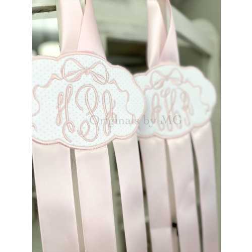 Embroidered Bow Holder for Girls | Personalized Bow Holder | Embroidered Bow Holder | Embroidered Pink Swiss Dot Bow Holder for Girls