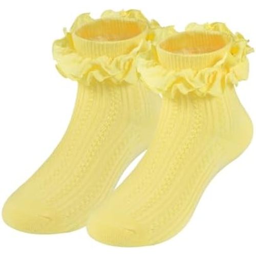 Toddler Girls Ruffle Socks, Newborn Girl Cotton Lace Frilly Socks, Cute Princess Style Dress Socks 1 Pack
