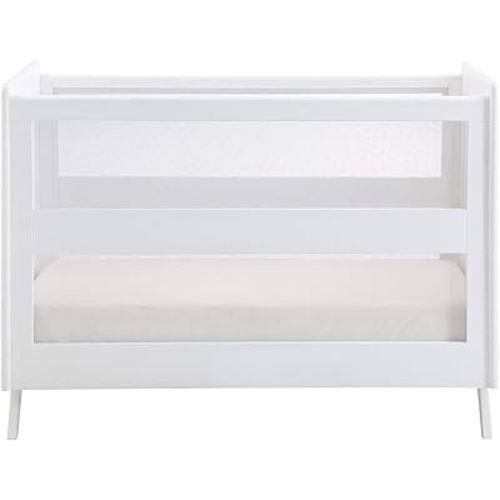 BreathableBaby Breathable Mesh 3-in-1 Convertible Crib (Toddler Bed Kit Sold Separately) — White — Two Adjustable Mattress Heights — Greenguard Gold Certified