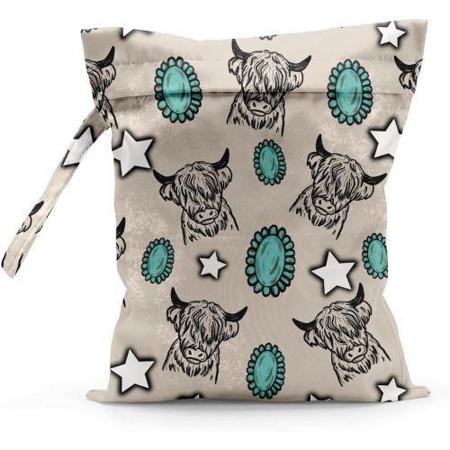Wet Bag, Waterproof Wet Dry Bag, Reusable Wet Bags for Travel, Stroller, Pool, Swimsuits, Wet Clothes, Toiletries, Cloth Diapers, Western Gym Bag, Cow Stuff Western Country Stuff Cowgirl Gifts