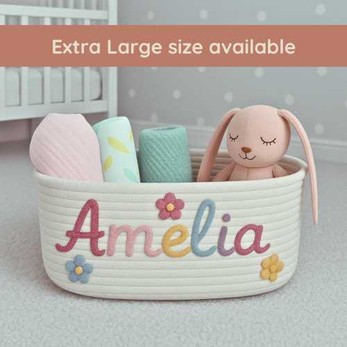 Personalized Handmade Basket • Christmas Gift • Baby Gift • Baby Shower Gift • Baby Basket • I-Cord Knitting Craft • Toy Organizer