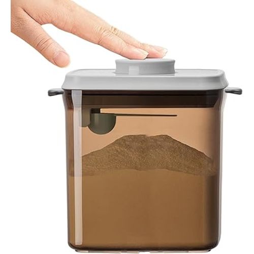 Formula Container, 1700Ml/730g Airtight Formula Dispenser, One Button Handy Pop Up Food Containers Milk Powder Container, BPA-Free Food Storage Containers with Lids, Scoop and Scraper, Dark Brown