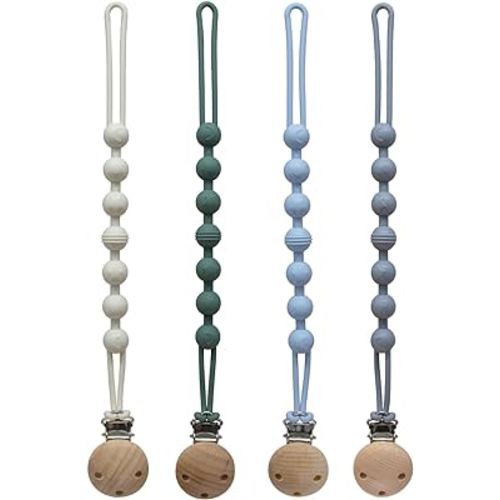 Silicone Pacifier Clip Holder: One-Piece Baby Pacifier Clip, 100% Food Grade Silicone, Pacifier Holder Clip for Boys and Girls,Soft and Flexible Paci Binky Clips